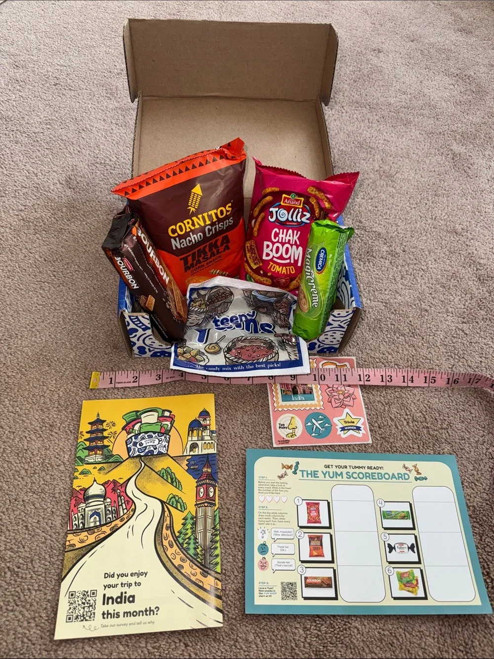 Universal Yums India Snack & Activity Gift Box - Pink, Brown, Green